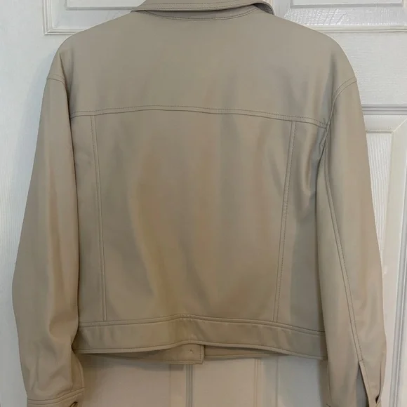 LOFT Women's bone colored pleather Jacket nwt small petite - Picture 2 of 7